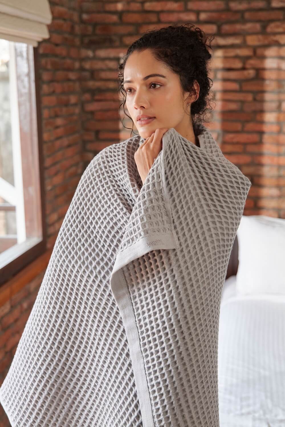 waffl Bath Sheet - Stone Grey
