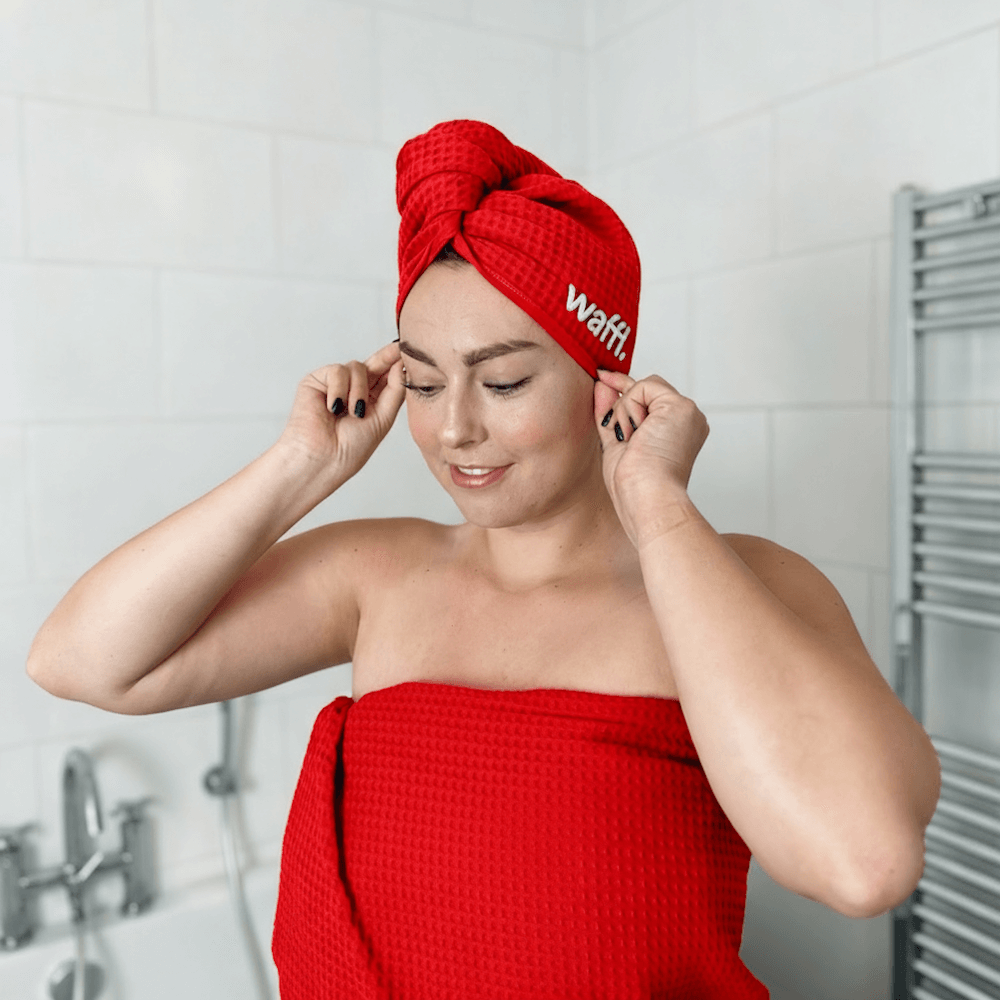Red waffl hair wrap